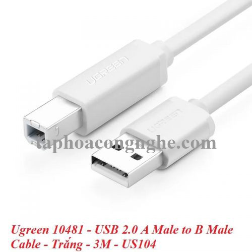 Ugreen 10481 3M màu Trắng Cáp USB 2.0 sang USB B máy in US104 30010481